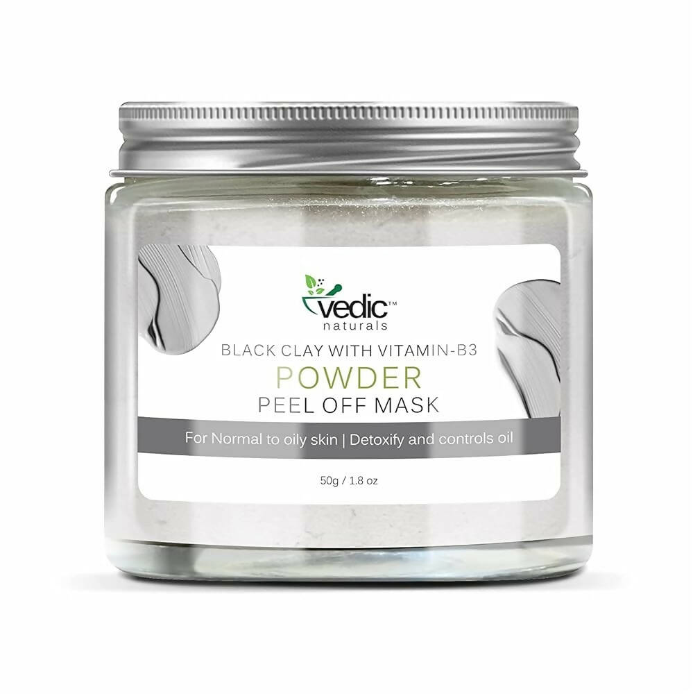 Vedic Naturals Black Clay With Vitamin-B3 Powder Peel Off Mask - Distacart