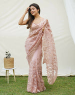 Thumbnail for Vamsee Brown Organza Saree - Distacart