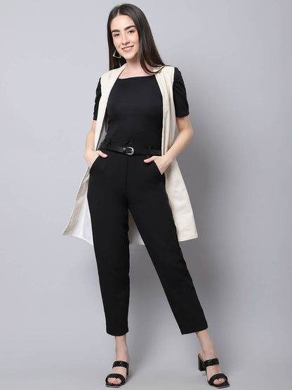 Even Apparels White Polywool Open Front Corduroy Women's Long Coat - Distacart