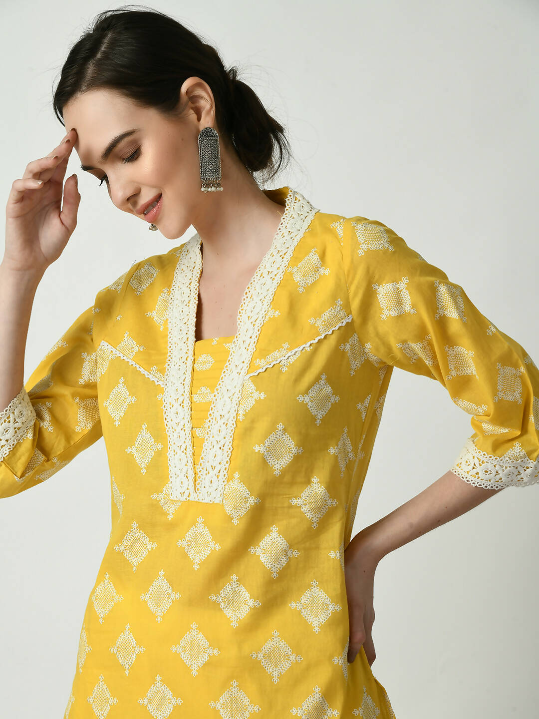 Myshka Women's Yellow Straight Printed Kurta - Distacart