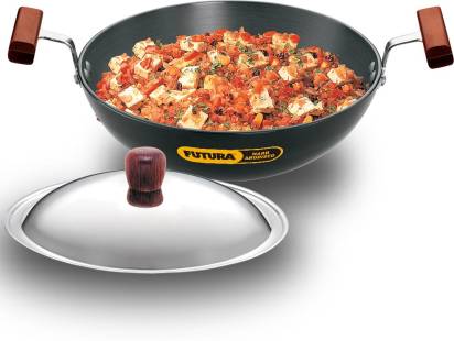 Hawkins Futura Hard Anodised Kadhai 22 cm Diameter with Lid 1.5 L (AK15S) - Distacart