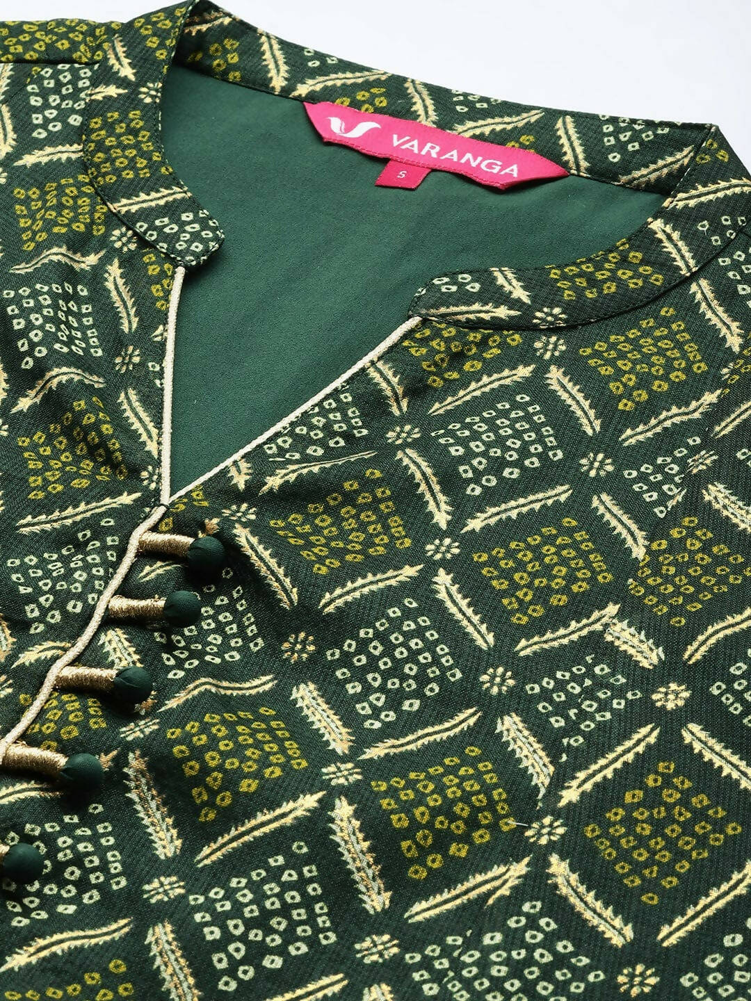 Varanga Women Green Bandhani Printed Anarkali Kurta - Distacart
