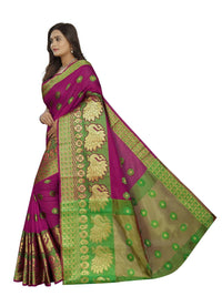 Thumbnail for Vamika Banarasi Cotton Silk Pink Weaving Saree