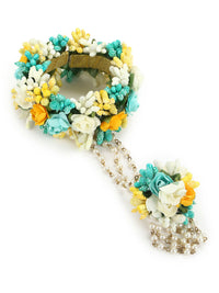 Thumbnail for Flower Jewellery Gold-Plated Turquoise Blue Floral Jewellery Set - Ruby Raang - Distacart