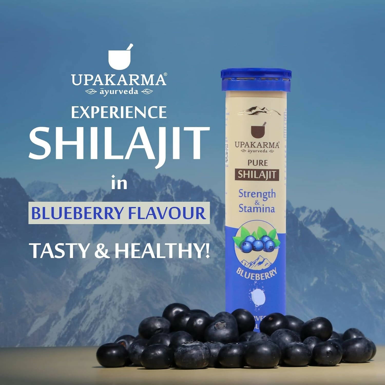 Upakarma Ayurveda Pure SJ Effervescent Tablets in 2 Unique Flavors (Orange & Blueberry) Combo - Distacart