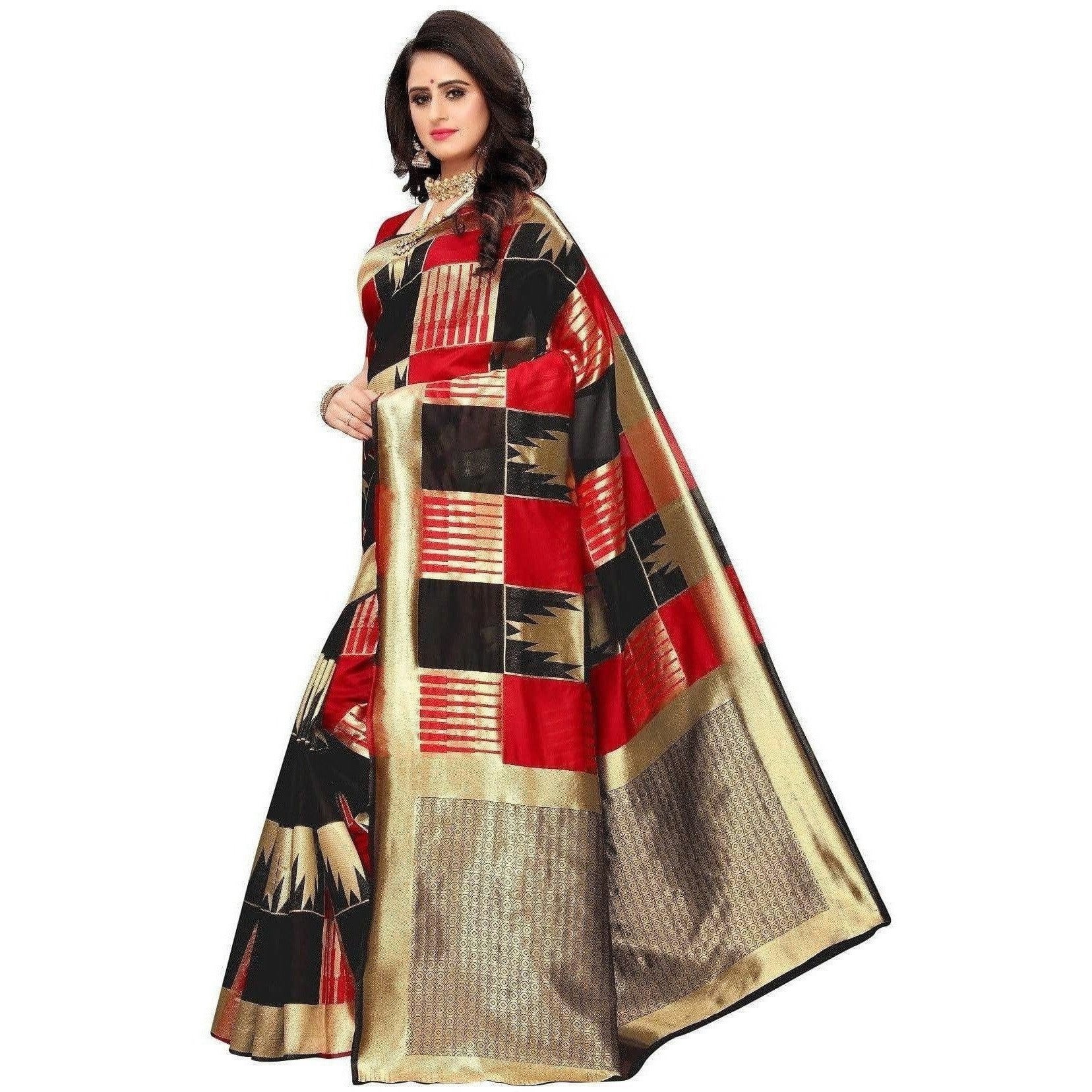Vamika Banarasi Jaquard Red Weaving Saree (Banarasi 29)