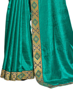 Thumbnail for Sea Green Solid Vichitra Saree With Unstitched Blouse Piece - Selena - Distacart