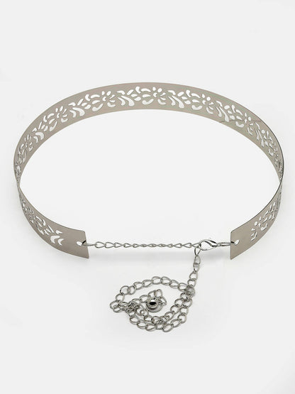 NVR Women Circular Silver Plated Adjustable Broad Belt - Distacart