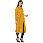 Thumbnail for Kanoor Women's Yellow A line Round neck kurti