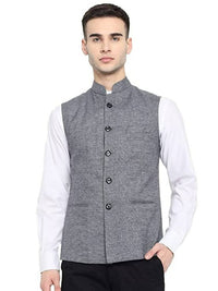 Thumbnail for Vastraa Fusion Men's Assorted Dots Blended Festive Nehru Jacket - Distacart