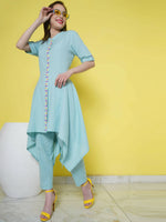 Thumbnail for Women Republic Light Blue Cotton Kurta Set - Distacart
