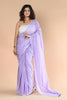 Very Much Indian Designer Pure Cotton Saree With All Over Linear Stripes - Lavender - Distacart