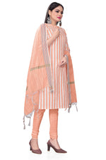 Thumbnail for Peach Cotton Jacquard Woven Unstitched Dress Material - Amara - Distacart