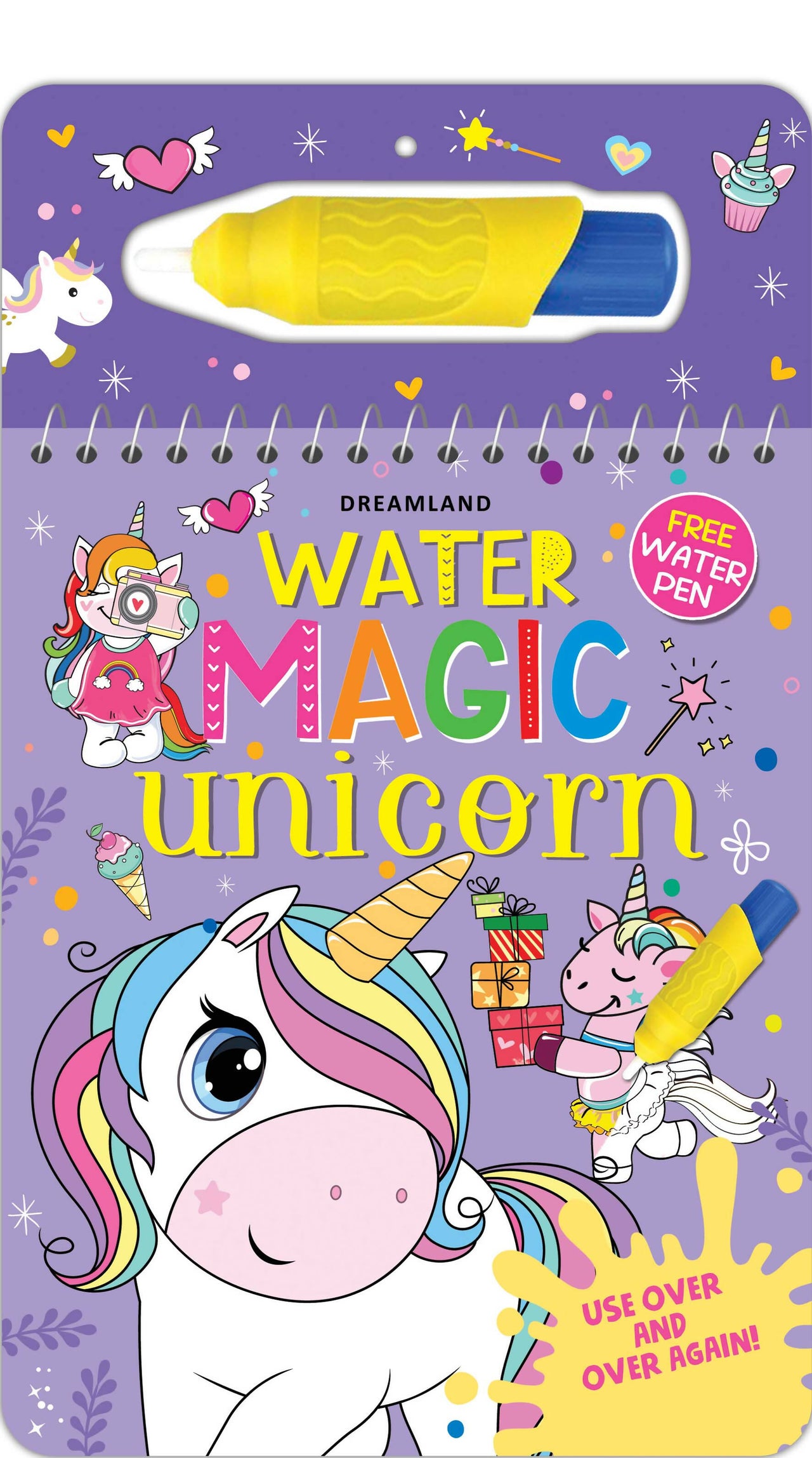 Dreamland Water Magic Unicorn- With Water Pen - Use Over and Over Again : Children Drawing, Painting & Colouring Spiral Binding - Distacart