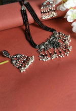 Thumbnail for Mominos Fashion Johar Kamal Silver-Plated Brass Finish Elephant Desgin Choker For Women (Black) - Distacart