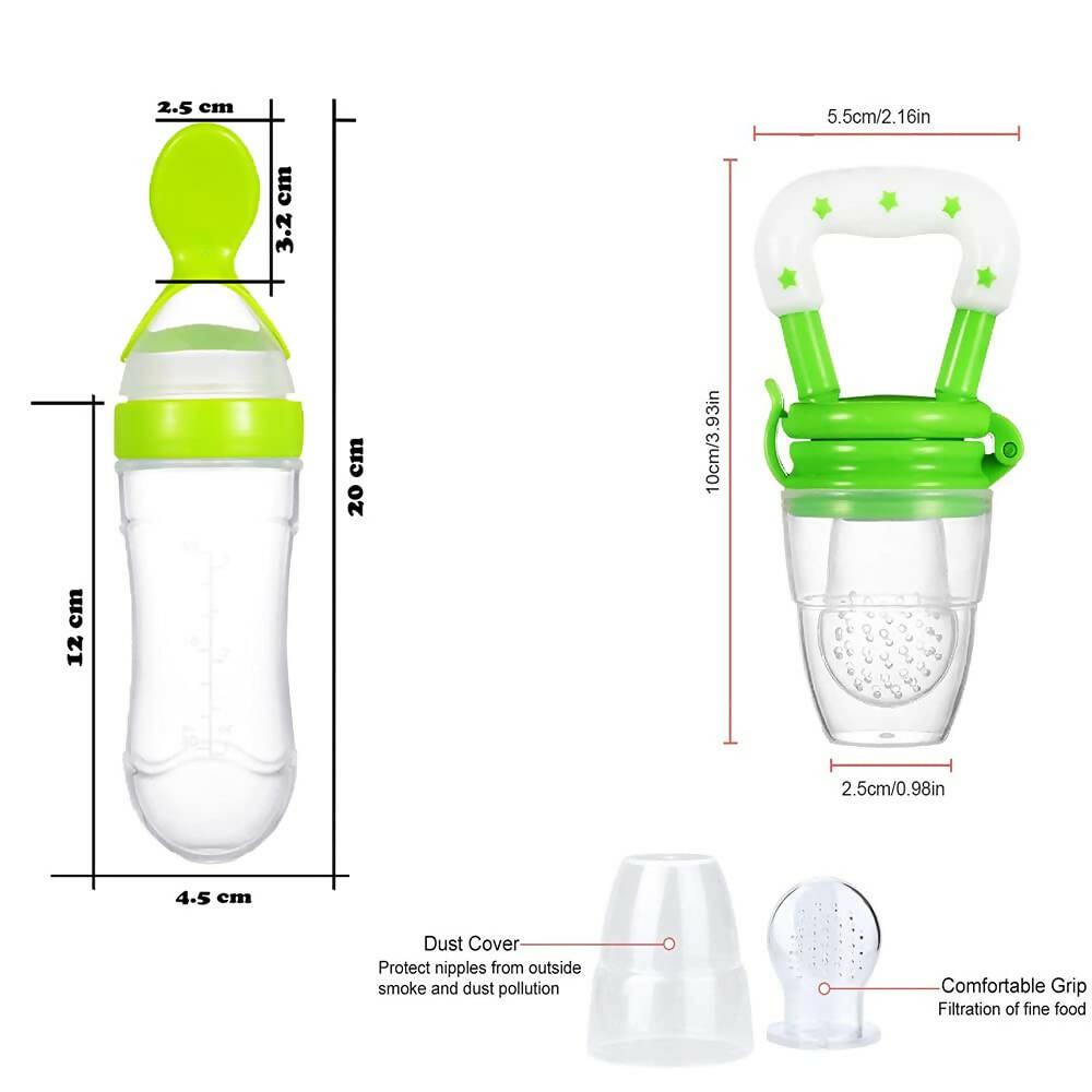 Goodmunchkins Silicone Spoon Food Feeder & Fruit Feeder for Toddlers Food Grade Silicone Bottle 90ml-Green - Distacart