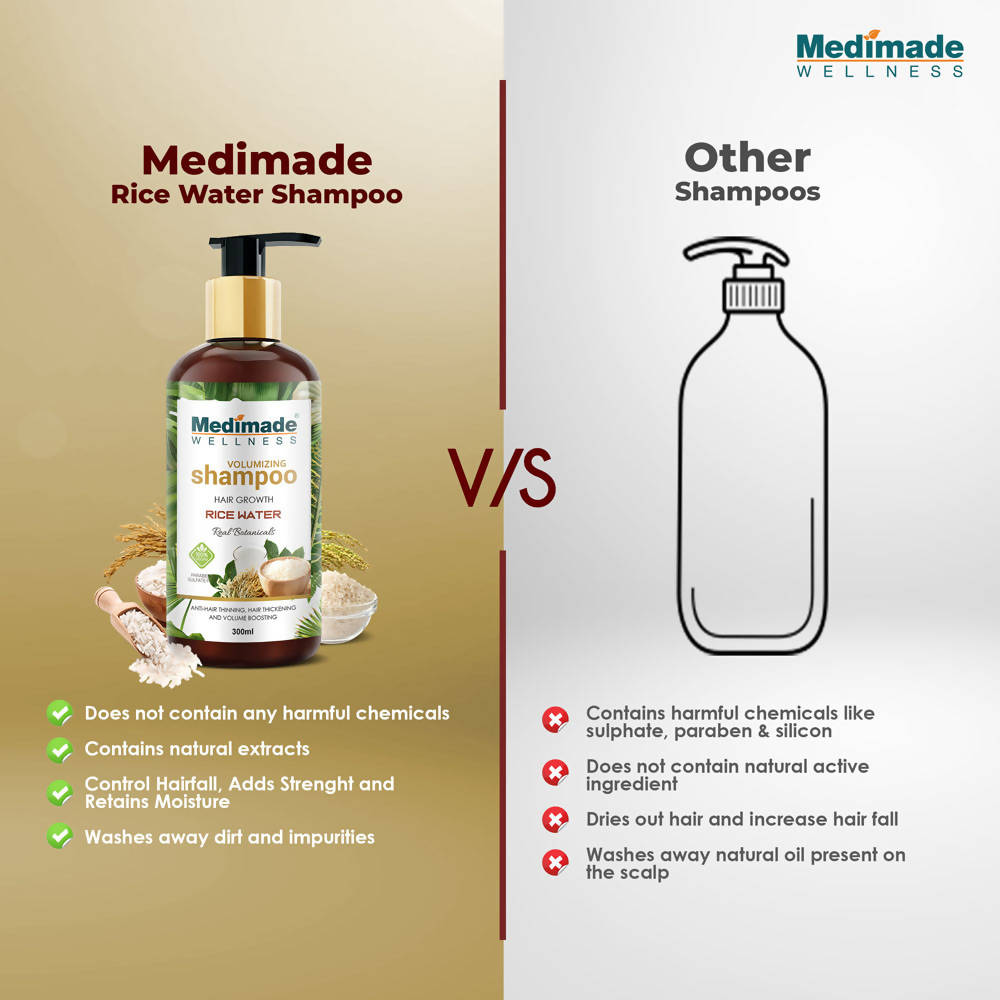 Medimade Wellness Volumizing Hair Growth Rice Water Shampoo - Distacart