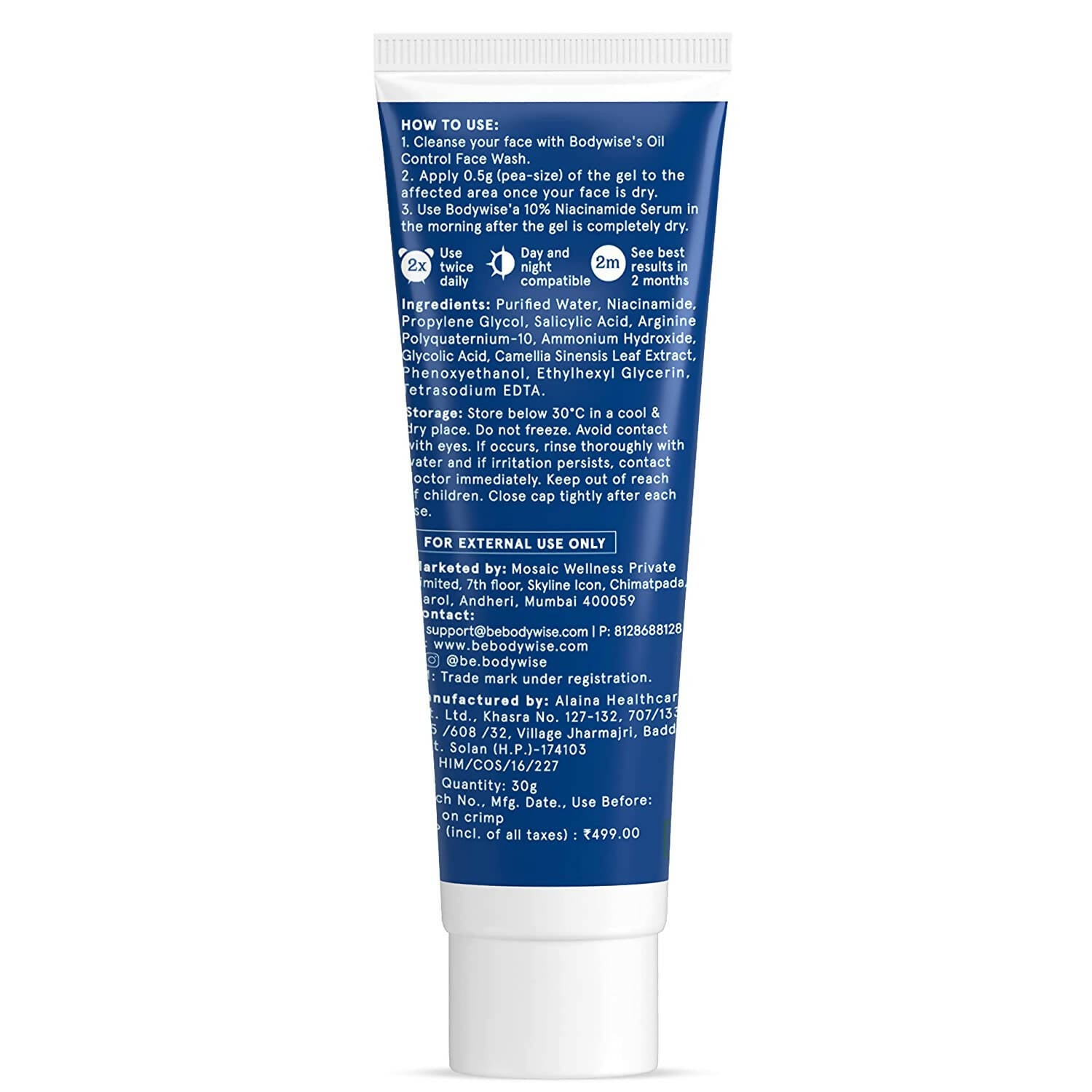 BeBodywise 2% Salicylic Acid Gel for Reduces Acne Breakouts & Spots - Distacart