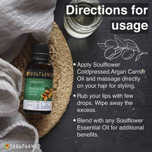 Soulflower Cold Pressed Argan Carrier Oil Pure & Natural uses