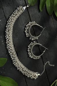 Thumbnail for Mominos Fashion Johar Kamal Silver-Plated Brass Finish Ghungroo Work Choker For Women - Distacart