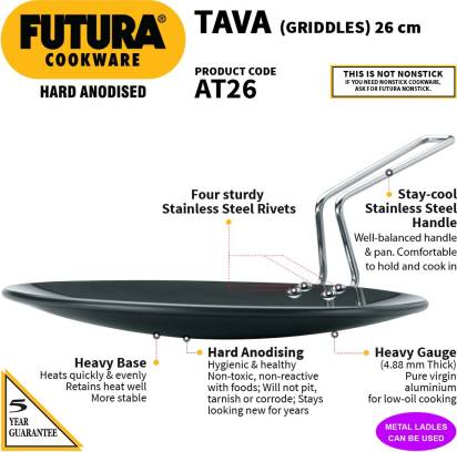 Hawkins Futura Hard Anodised Tava Griddles 26 cm Diameter (AT26) - Distacart