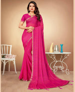Thumbnail for Pink Chiffon Leheriya Printed Saree With Unstitched Blouse Piece - Swarna - Distacart