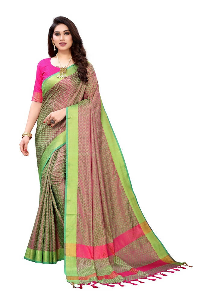 Vamika Banarasi Jacquard Weaving Green Saree