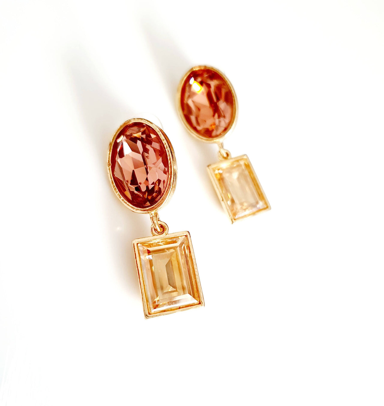 Bling Accessories Swarovski Golden Shadow Crystal Earrings - Distacart
