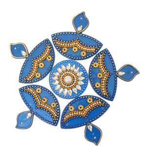 Kundan HandiKrafts Diya Rangoli Blue (Baby) - Distacart