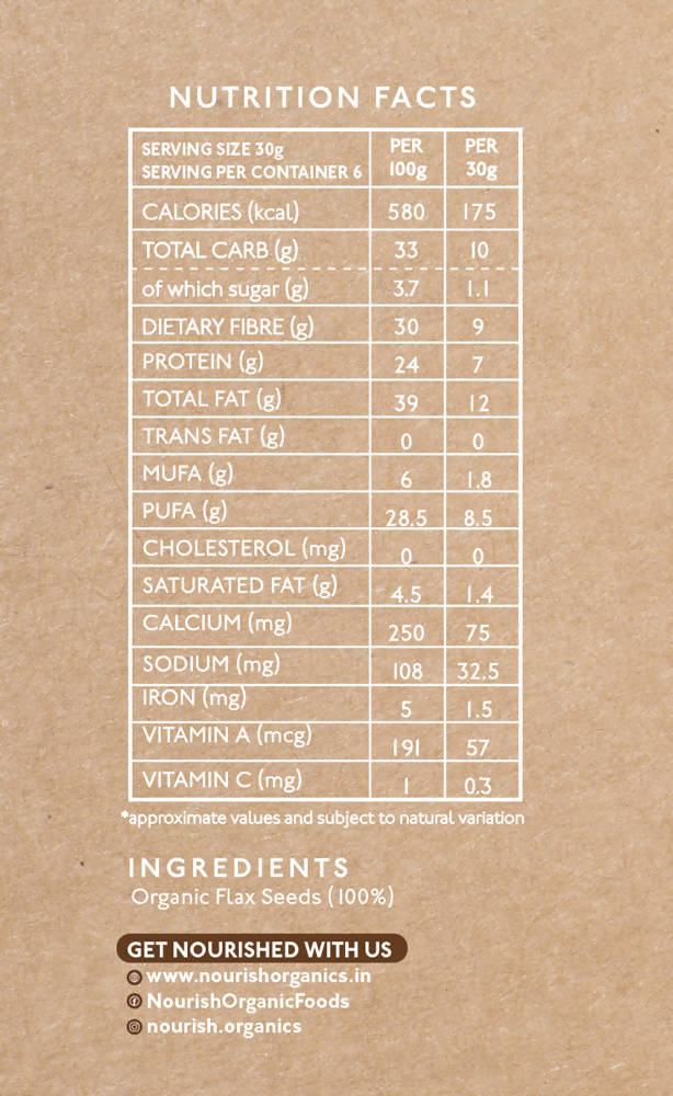 Nourish Organics Active Flax Seeds facts
