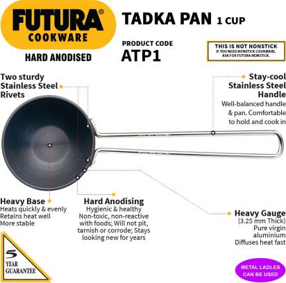 Hawkins Futura Hard Anodised Tadka Pan 10 cm Diameter 240 ml (ATP1) - Distacart