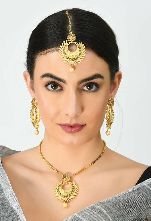 Mominos Fashion Johar Kamal Gold-Plated Brass Finish Long Necklace For Women (Golden) - Distacart