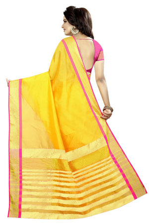 Vamika Yellow Cotton Silk Weaving Saree (Mastani Weaving Gold) - Distacart