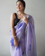 Thumbnail for Vastrasky Blue Organza Saree - Distacart