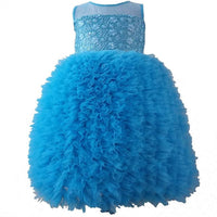 Thumbnail for Asmaani Baby Girl's Blue Colour Satin A-Line Maxi Full Length Dress (AS-DRESS_22093) - Distacart
