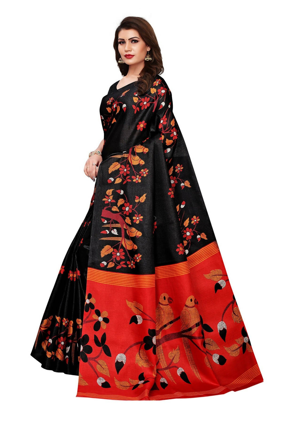 Vamika Black Kalamkari With Jhalar Khadi Silk Saree - Distacart