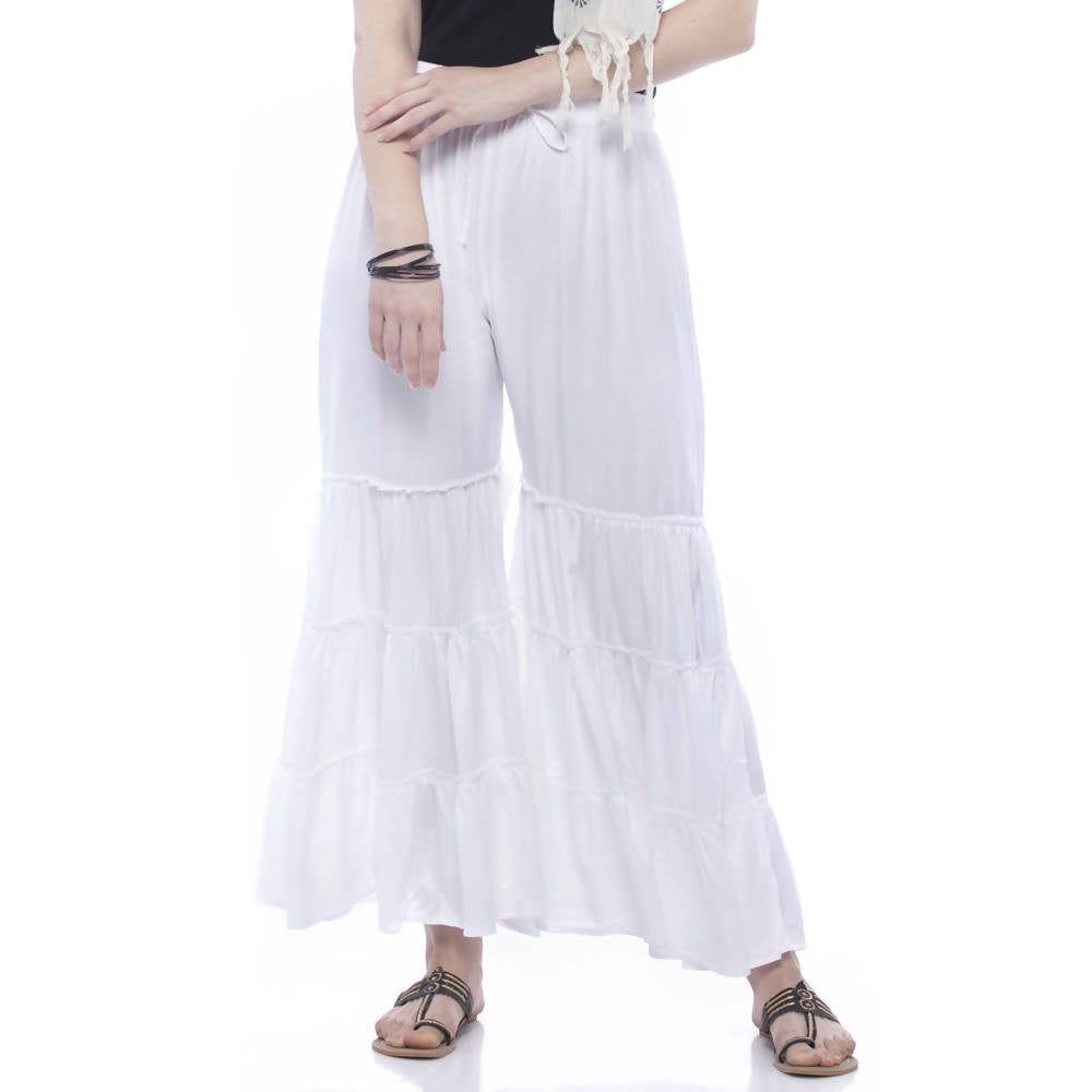 Mominos Fashion Reyon Cotton White Palazzo - Distacart