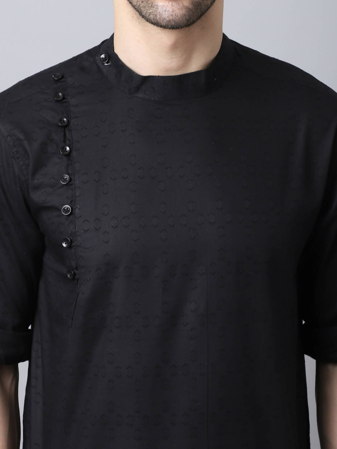 Even Apparels Black Pure Cotton Kurta With Side Placket - Distacart