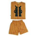 Thumbnail for Mhyssa Motto Yellow and Red Half Sleeve T-shirt With Shorts Set For Kids - Distacart