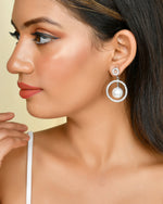 Thumbnail for VOJ Women Sliver-Plated Pearl Stainless Steel Circular Studs Earrings - Distacart