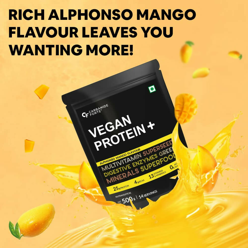 Carbamide Forte Vegan Protein+ Powder - Alphonso Mango Flavour - Distacart