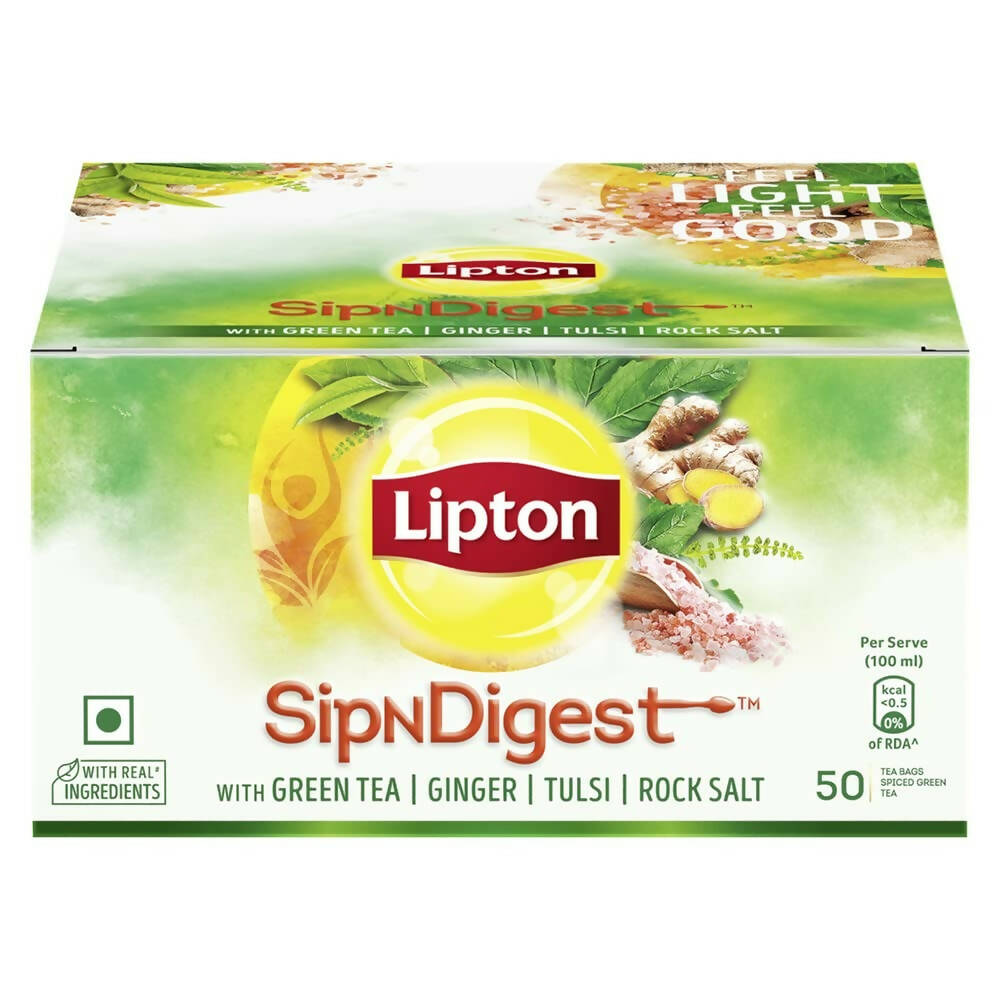 Lipton SipNDigest With Tulsi & Rock Salt Ginger Green Tea Bags - Distacart