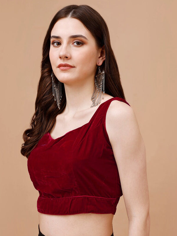 Tikhi Imli Sweetheart Neck Sleeveless Velvet Saree Blouse - Distacart