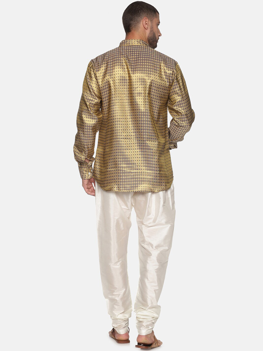 Sethukrishna Men Gold-Toned Ethnic Motifs Kurta with Pyjamas - Distacart