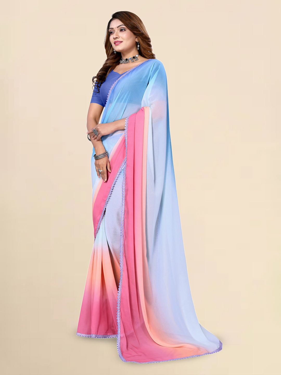 Mitera Ombre Printed Pure Georgette Saree With Blouse Piece - Distacart