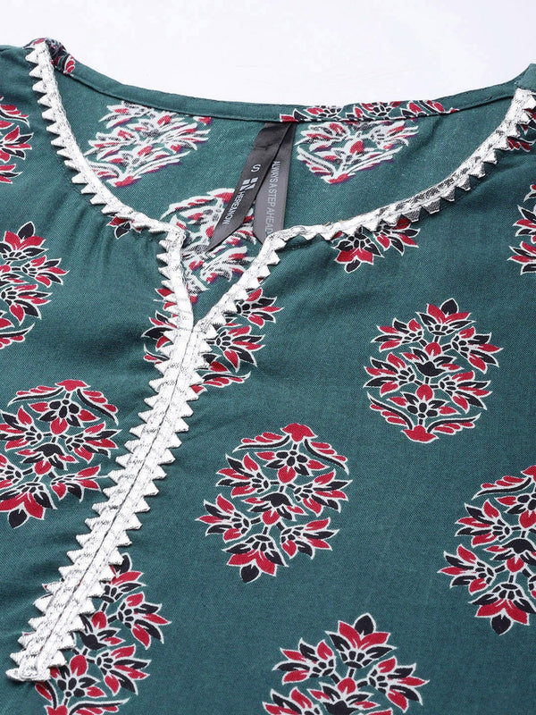 HERE&NOW Women Ethnic Motifs Printed Gotta Patti Kurta With Palazzos & With Dupatta - Distacart