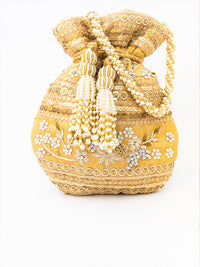 Thumbnail for NR By Nidhi Rathi Women Gold Embroidered Potli Bag - Distacart