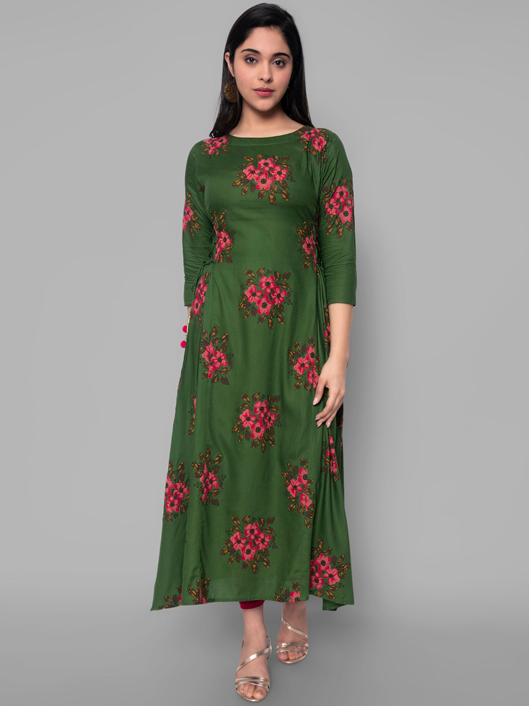 Kalini Women Green Floral Printed Anarkali Kurta - Distacart