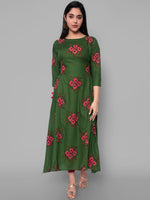 Thumbnail for Kalini Women Green Floral Printed Anarkali Kurta - Distacart