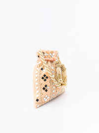 Thumbnail for NR By Nidhi Rathi Peach-Coloured & White Embroidered Potli Clutch - Distacart
